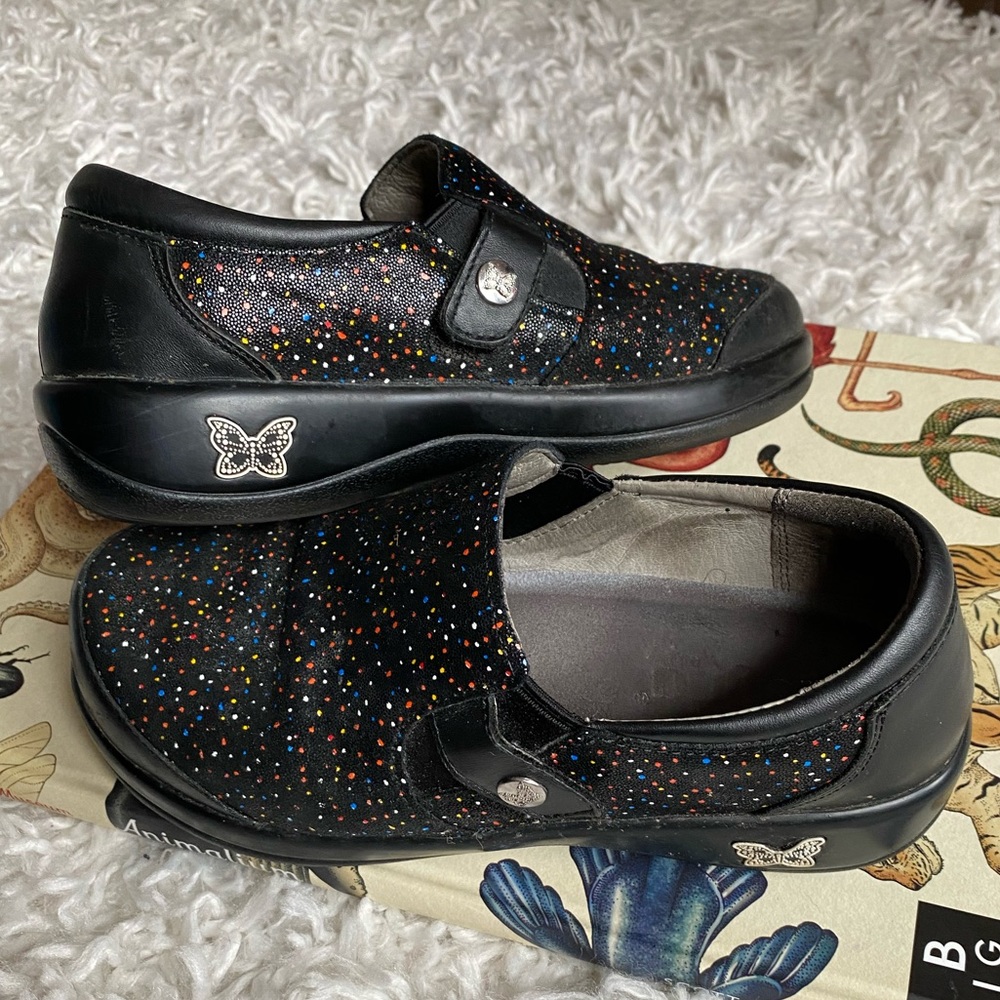 Alegria black Paityn sprinkles slip on mules clogs‎